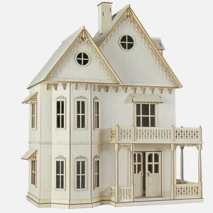Gingerbread Victorian Dollhouse Kit, 1:12 Scale Doll House Kit, Journey's House of Dreams.  Heart motif, wood.