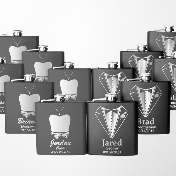 12 Personalisierte Brautparty Geschenke, Edelstahl gravierte Hochzeitsflaschen, Bräutigam Geschenke, Brautjungfern Geschenke, 12 Flaschen