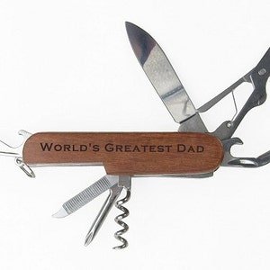 Cadeau pour DAD Laser Gravé Rosewood Multi Tool Multitool Knife