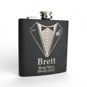 Personalized Groomsmen Gift, 1 Engraved Flask, Stainless Steel Flask, Personalized Best Man Gift, 1 Black Flask