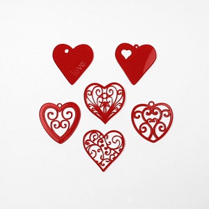 Opaque Red Acrylic Wedding Heart Decorations with Gift Box image 1