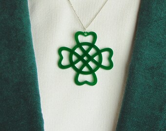 5 Green Shamrock Celtic Pendants for Necklaces Green Acrylic Shamrocks with Gift Box