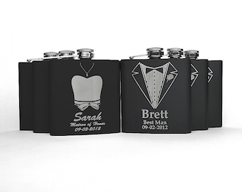 6 Flasks, Personalized Groomsmen Gift, Engraved Flasks, Groomsmen Flasks