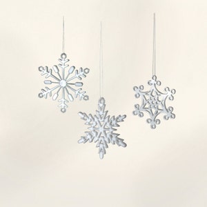 Small White Acrylic Snowflake Ornaments with Gift Box, set of 6 image 1