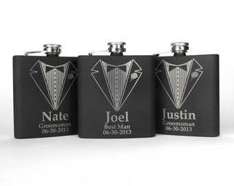 Groomsmen Gifts, 3 Flask Set, Wedding Party flasks, Personalized flasks, Gifts for Groomsmen, Set of 3