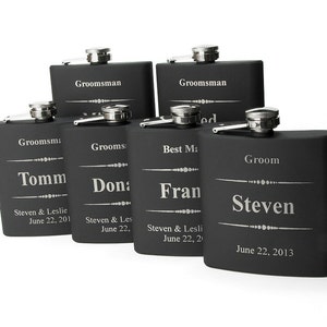 6 Flasks, Personalized Groomsmen Gift, Engraved Flasks, Groomsmen Flasks