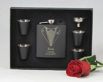 2, Personalized Groomsmen Gifts, Engraved Flask Sets, Stainless Steel Flasks, Personalized Best Man Gift, 2 Flask Sets