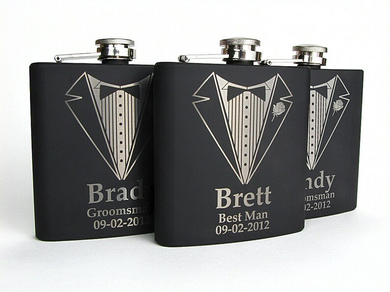 Groomsmen Gifts 3 Flask Set Wedding Party Flasks Etsy