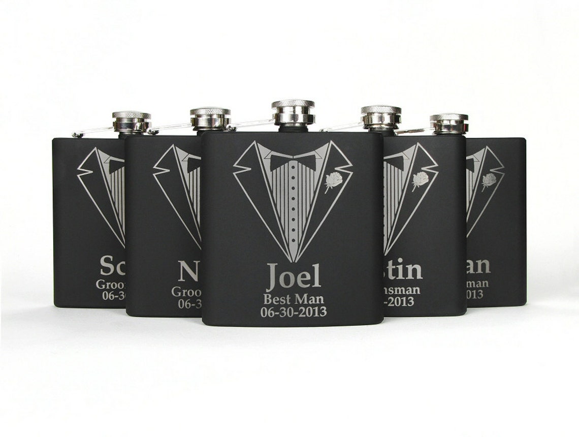 Personalized Groomsmen Gift 5 Engraved Flasks Groomsmen Etsy