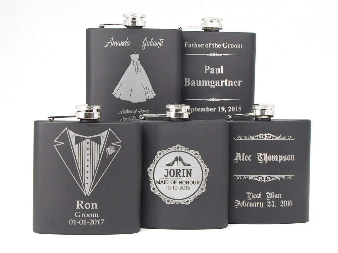 CUSTOM Engraved Groomsmen Gift, 1 Engraved Flask, Stainless Steel Flask, Personalized Best Man ...