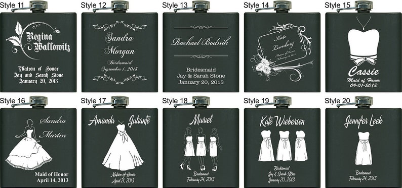 Personalized Groomsmen Gifts, Best Man Gift, Stainless Steel Flask, Wedding Party gifts, Gifts for Groomsmen, Set of 4 Engraved Flasks image 3