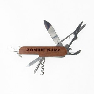 ZOMBIE KILLER Laser gravé palissandre Multi Tool outil multifonctions couteau