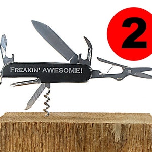 Groomsmen Gift, Best Man Gift, Usher, Ring Bearer, 2 Black Laser Engraved Pocket Knife Multi Tools Multitool Knives image 1