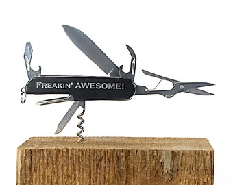 Gift for DAD Laser Engraved Black Multi Tool Multitool Knife