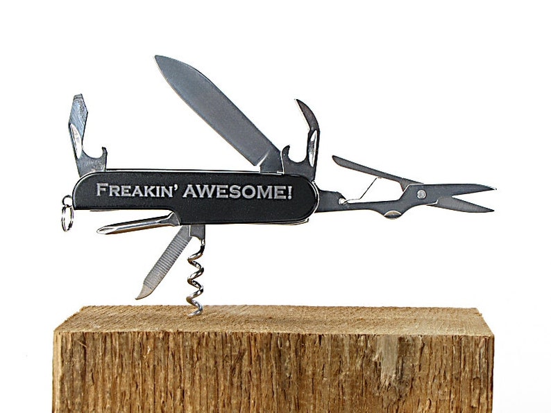 Your Personalized Quote Laser Engraved on Black Multi Tool Multitool Pocket Knife image 4