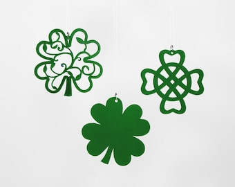 5 Green Shamrock Celtic Decorations with Gift Box