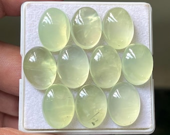 Lot de cabochons ovales de préhnite naturelle (12 x 16 mm) pour la création de bijoux