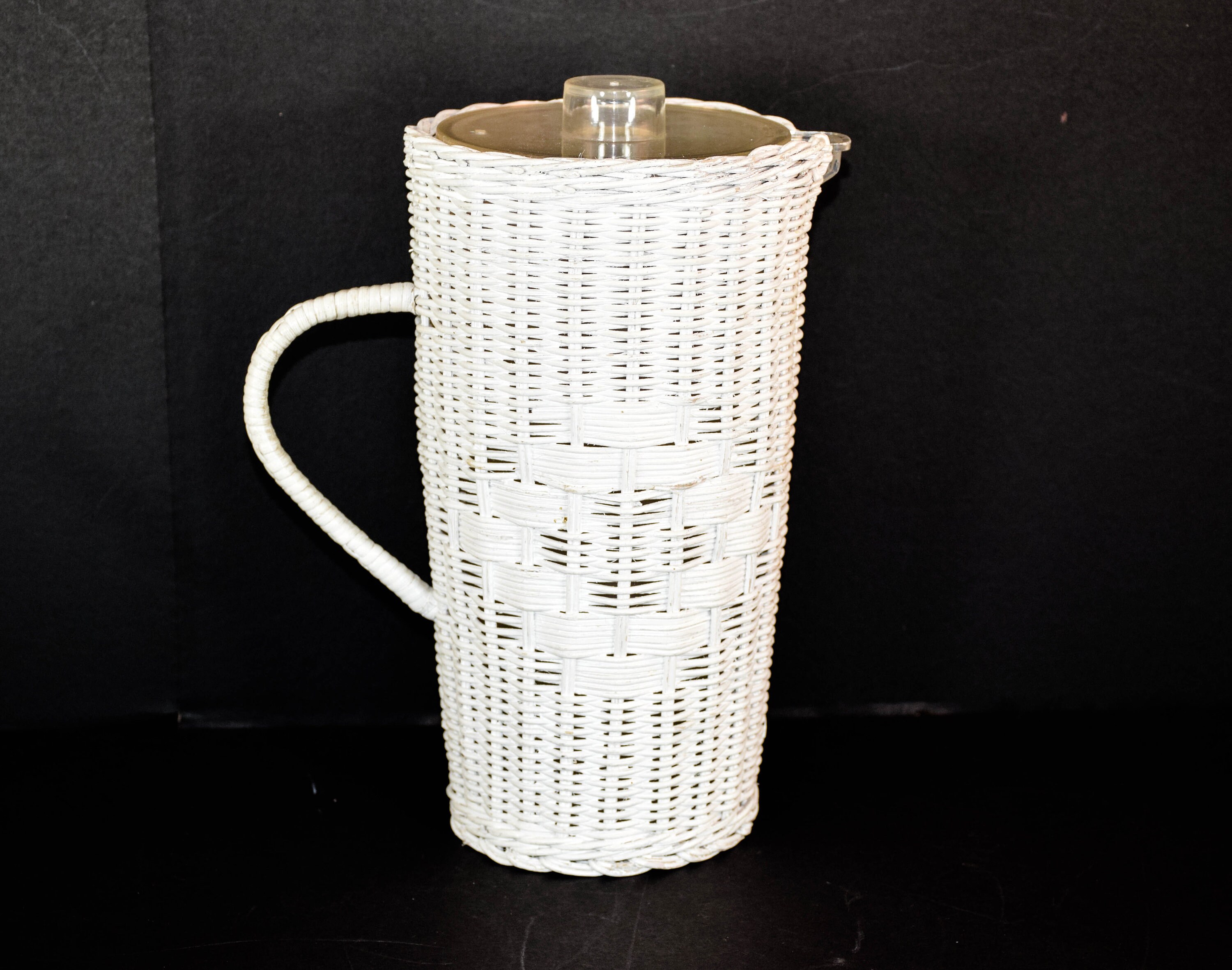 Vintage Wicker Pitcher Vintage White Wicker Pitcher White Etsy