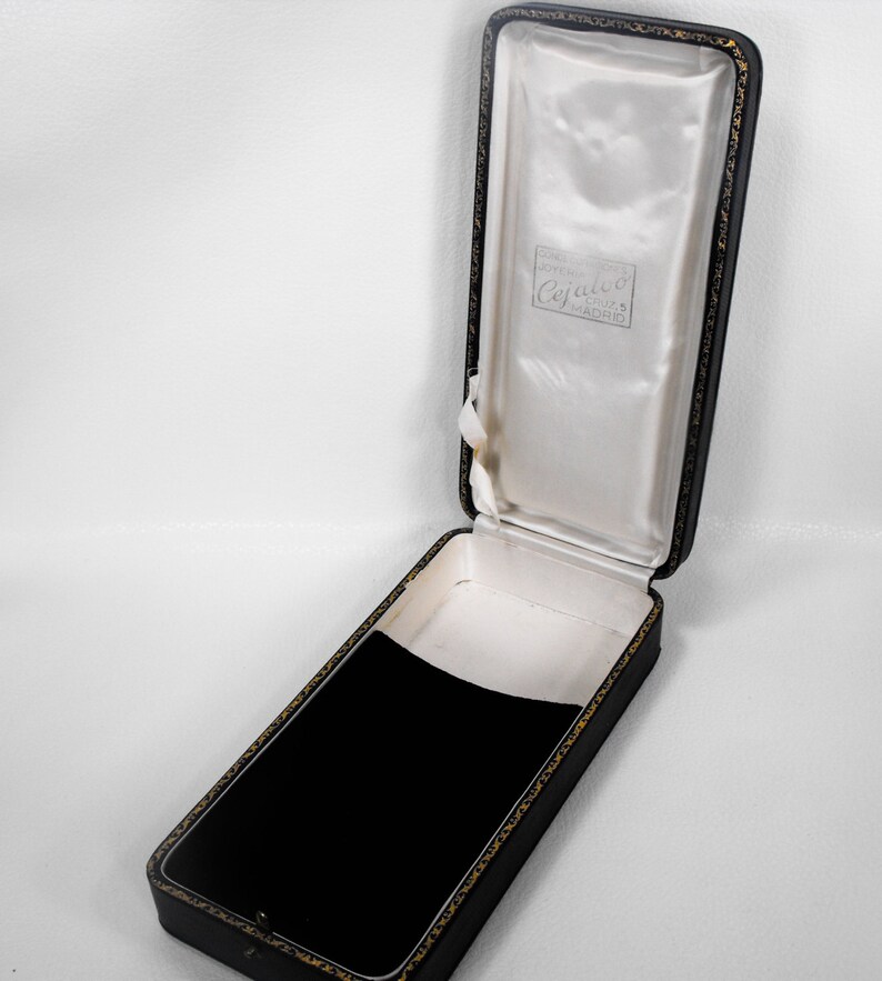 Vintage Jewelry Box Navy Blue Leather Box Gold Trim Etsy