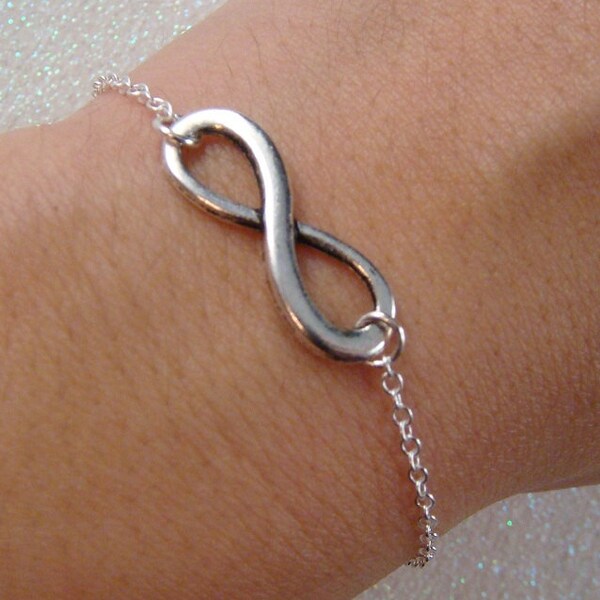 2 Silver infinity Bracelet or Infinity Necklace / Silver infinity jewelry / silver eternity circle