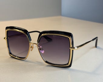 DITA Narcissus DTS503-58 Square Sunglasses – Black & White Gold