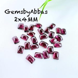 Natural Garnet 2x4mm Baguette Cabochon, Red Garnet Loose Gemstone, Rectangular Cabochon Gemstone, Jewelry Making Stone