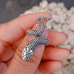 Sterling Silver Snake Ring – Unisex Adjustable Serpent Jewelry