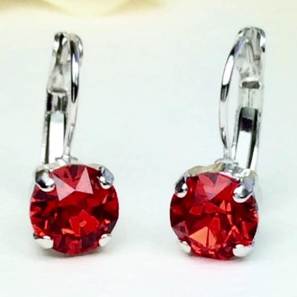 Red Crystal Earrings - Etsy