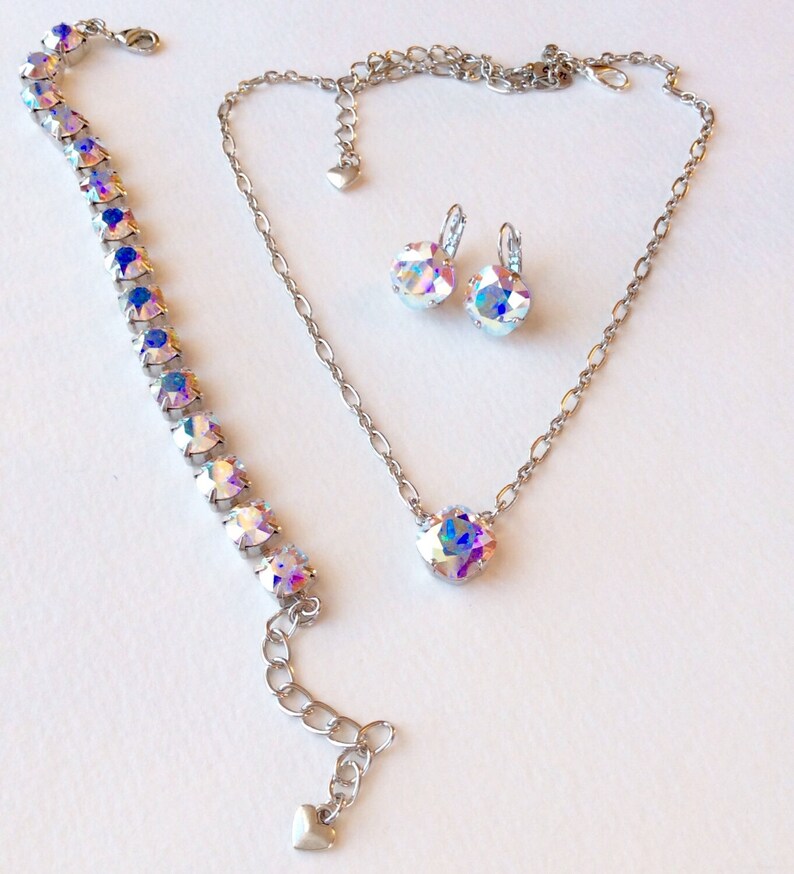 The Finest Crystal Necklace Bracelet Earring Set Radiant Etsy