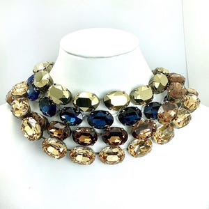 Crystal Oval Necklace: Fall Hues, 16&quot; Statement Jewelry