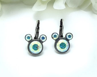 Mickey Earrings - Austrian Crystal Lever-Back Drop Earrings