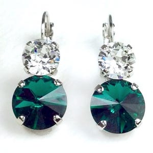 Emerald Green Austrian Crystal Drop Earrings – Classic Lever Back