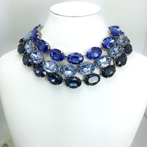 Fine Crystal 18x13mm Gorgeous Anna Wintour Ovals Necklaces & Bracelets -Sapphire, Lt. Sapphire and Peridot- Beautiful - Cathie Nilson Design