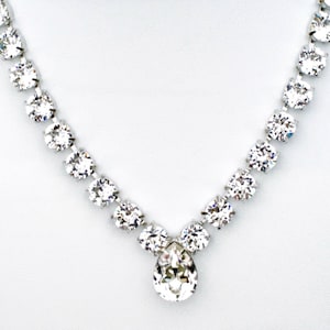 Austrian Crystal Bridal Necklace – Radiant Teardrop, Handmade