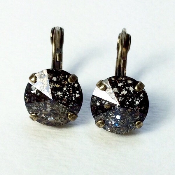 The Finest Crystal 12MM Drop Earrings Classy & Feminine - Black Patina - Or Choose Your Favorite Color and Finish - Stunning!