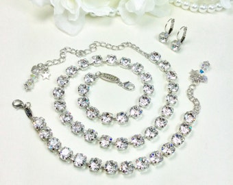 The Finest Crystal 8.5mm Necklace & Bracelet - Radiant Crystal Clear - Bridesmaid Gift - Great Price - Cathie Nilson Design - FREE SHIPPING