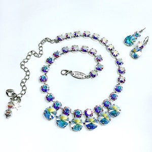 Austrian Crystal 12mm/8.5 Necklace - Radiant Aurora Borealis &quot;Goddess&quot; Necklace -  Cathie Nilson Design  - FREE SHIPPING