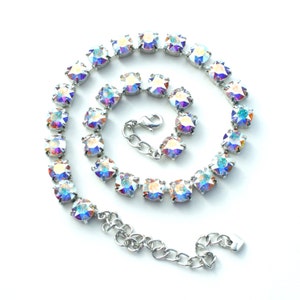 Austrian Crystal 8.5mm Necklace  -  Super Radiant, Gorgeous, Highly Iridescent, Aurora Borealis - Cathie Nilson Design - FREE SHIPPING