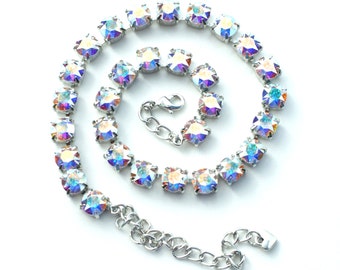 The Finest Crystal 8.5mm Necklace  -  Super Radiant, Gorgeous, Highly Iridescent, Aurora Borealis - Cathie Nilson Design - FREE SHIPPING