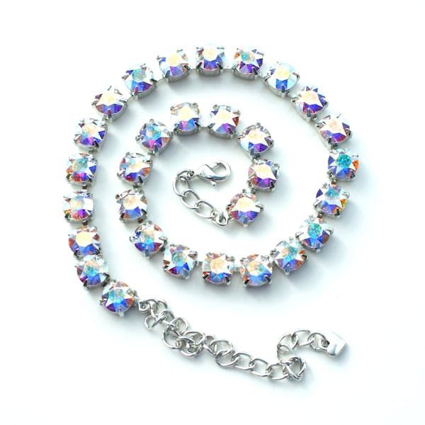 The Finest Crystal 8.5mm Necklace  -  Super Radiant, Gorgeous, Highly Iridescent, Aurora Borealis - Cathie Nilson Design - FREE SHIPPING