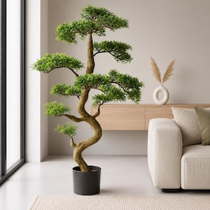 Artificial Bonsai Pine Plant 85cm, Faux Indoor Plant, Home Office Living Room Decor