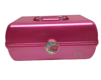 Caboodles Vintage 1990s Pink Makeup Case with Mirror and Tray