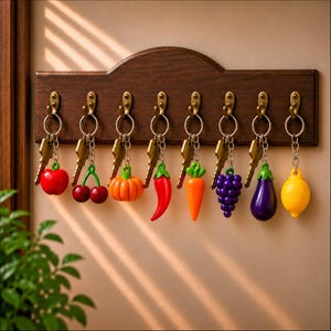 8-Piece Fruit Vegetable Keychain STL Bundle | 3D Print Files (Digital Download)