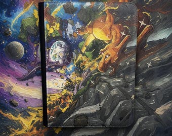 Charizard Card Binder, Oil Painting Raised Texture Print, 4 or 9 Pocket Vault X, Toploader