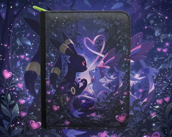 Umbreon and Sylveon Binder, Vibrant UV Print, 4 or 9 Pocket Vault X Zip, Toploader