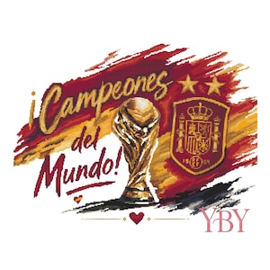 Mundial Futbol World Cup 2026 - Cross Stitch Pattern PDF -Patrón Punto de Cruz España Campeón Fútbol - Instant Download SAGA Pattern Keeper