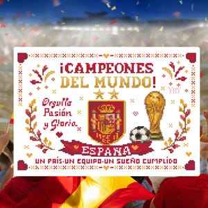 Spain Champion 2026 Cross Stitch Pattern PDF - World Cup Graphic - Pattern Keeper SAGA Instant Download