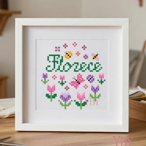 Florece - Modern Cross Stitch Pattern PDF - Diseño Flores y Naturaleza en Punto de Cruz - Instant download Pattern
