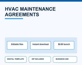 HVAC Maintenance Agreement Template Contract Preventive Service Editable Canva Word Google Docs Digital Download Contractor Forms