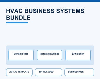 HVAC Business Systems Bundle Forms Contracts Maintenance Agreements Checklists Employee Handbook Canva Word PDF Digital Download Contractor